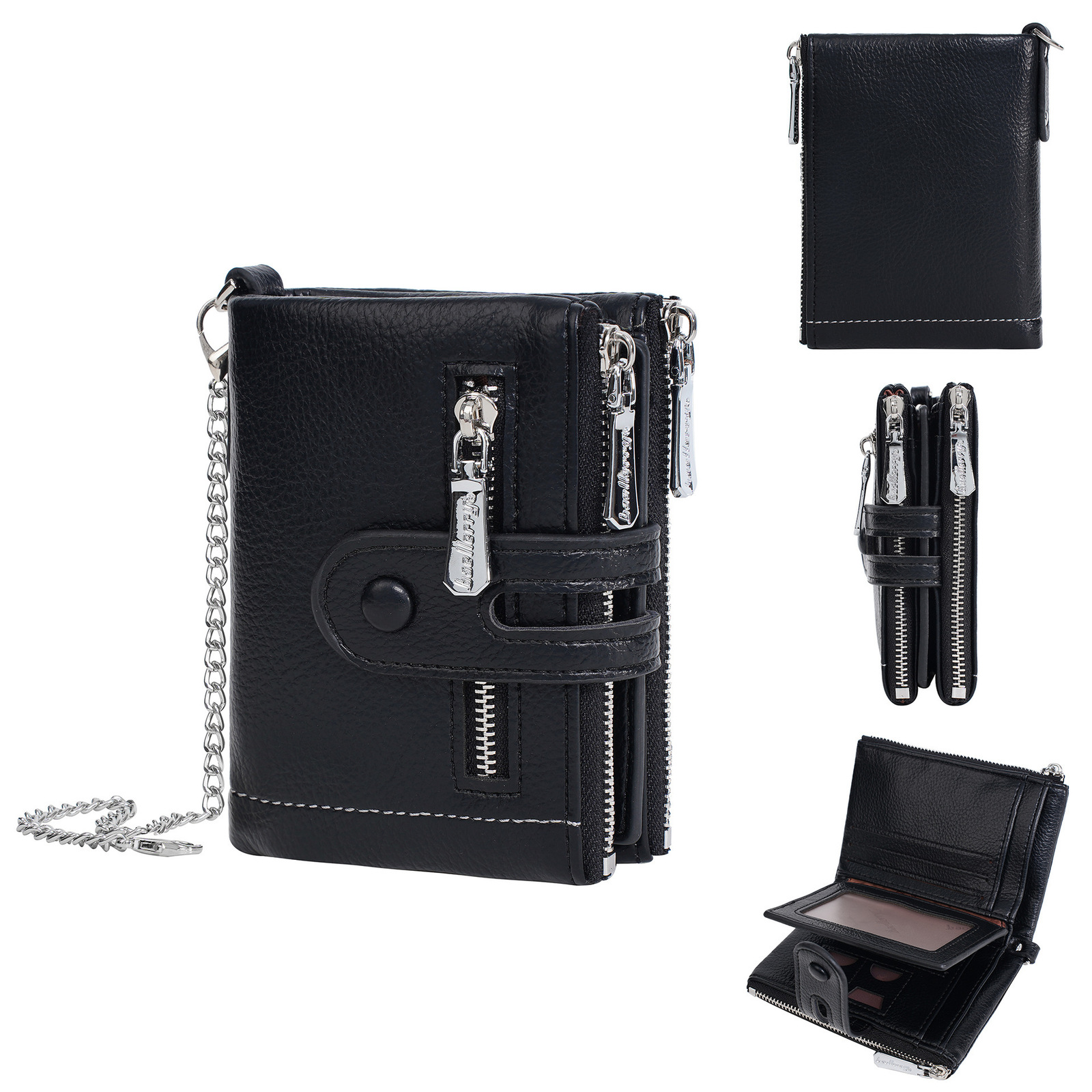 Baellerry multi slot double zipper fashionable three fold wallet short for womens change 250304