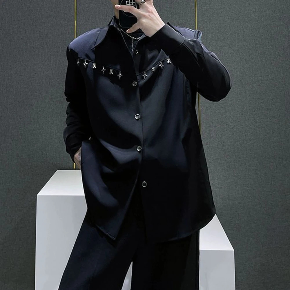 Fashion party dance niche high-end mens clothing summer street trend solid color loose casual Y2k mens clothing 250227