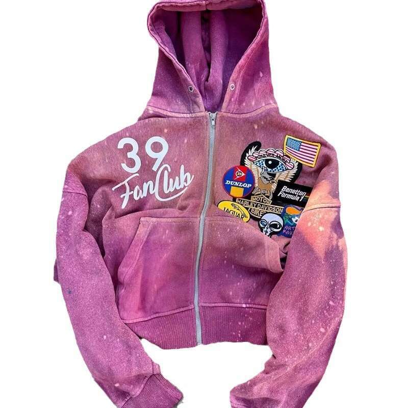 Autumn new fashionable loose cardigan personalized style high street hooded zipper hoodie jacket