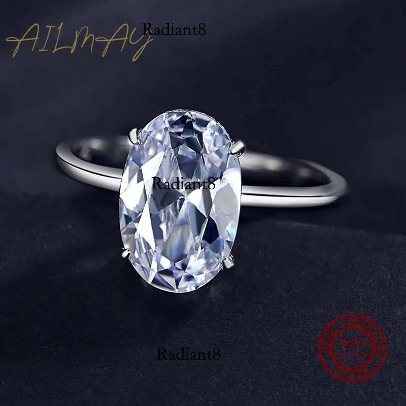 Ailmay 3CT Wedding Ring Sterg Sier Oval Clear Zirconia Engagement Rings For Women Fine Jewelry Valentine's Day GIFT