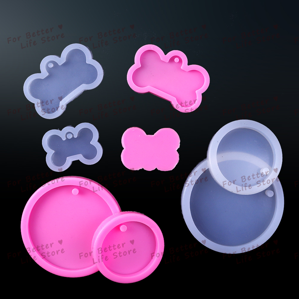 1Pcs DIY Dog Tag Bone Shaped Keychain Casting Soft Silicone Mould Crafts Key Chain Pendant Making Tools Crystal Epoxy Resin