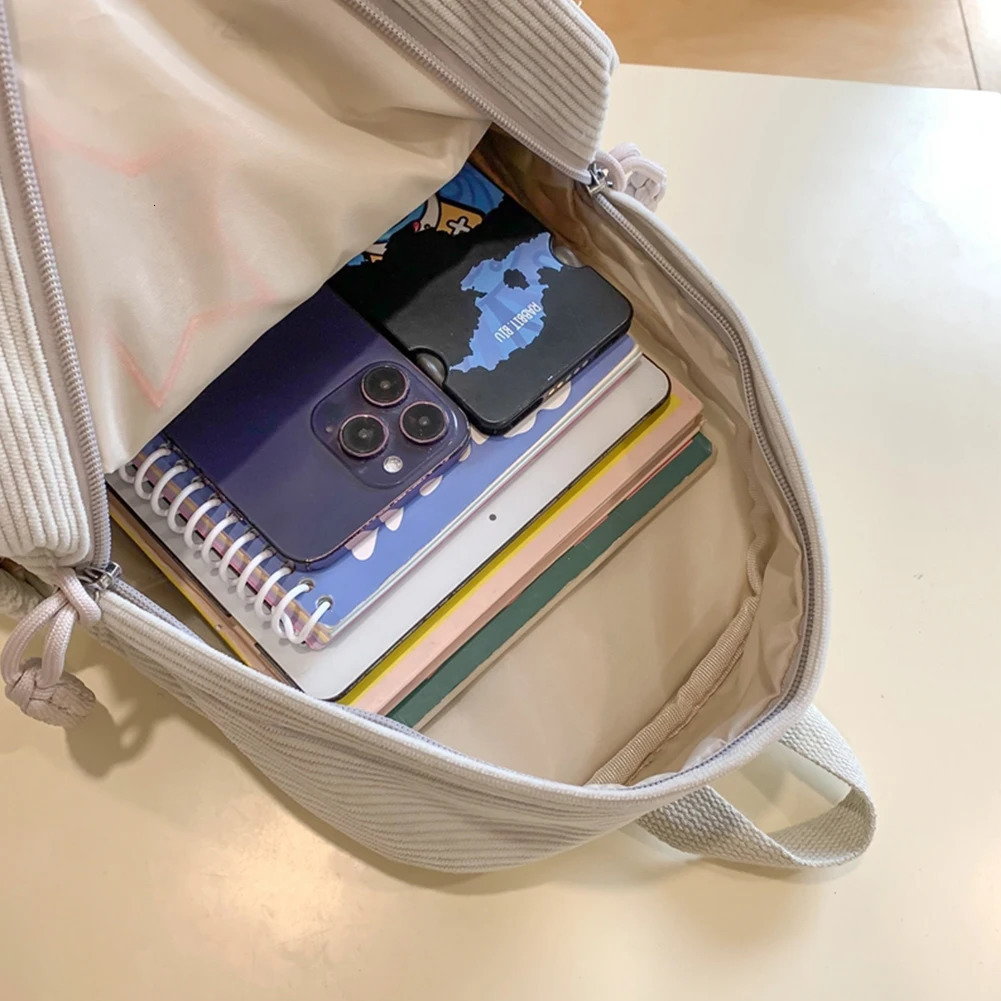 Ship from US Star Backpack for Women Daypack Corduroy Cute School Bags Girls Student Book Bag Schoolbag Kawaii Knapsack Campus 250304FBB