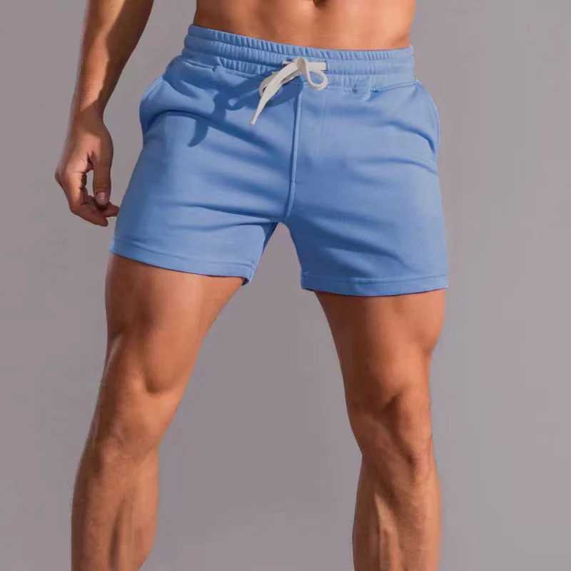 Fitness sports shorts for men summer American Cotton gray running training leisure stretch squat three-quarter pants for menT250304