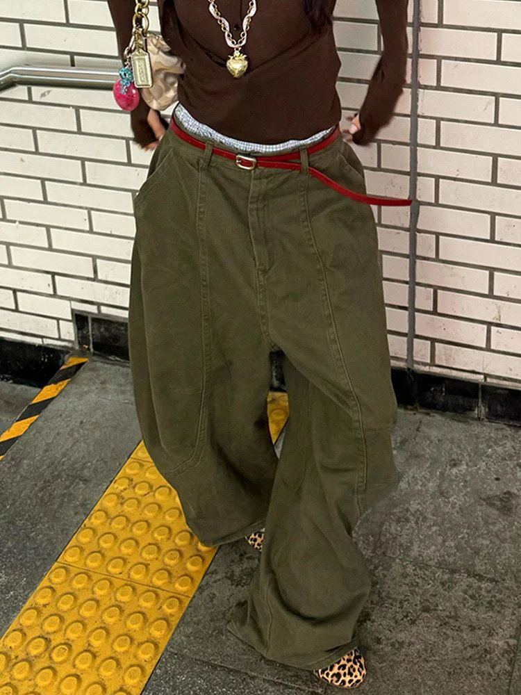 WCFCX STUDIO 2025 High Street Y2K Wide Leg Jeans Harajuku Retro Loose Jean Fashion Casual Wideleg Pants 250227