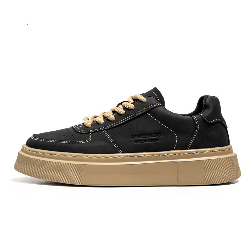 2025 Spring/summer New Niche Design High-quality Leather Breathable Low Cut Outdoor Work Sports Shoes Thick Soled Fashionable Korean Version Men'