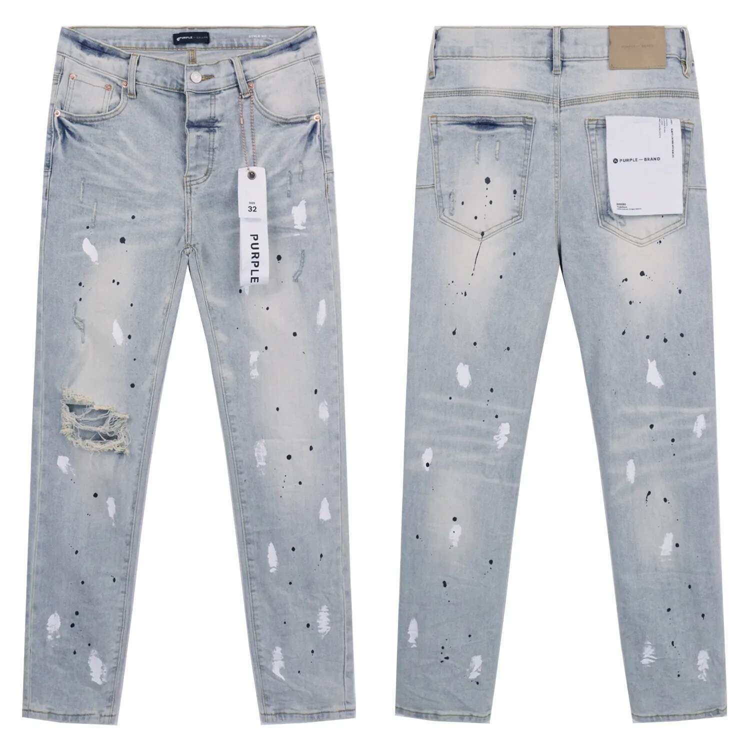 Straight Jeans Washed Old Retro Ripped Ruffian Handsome American Style
