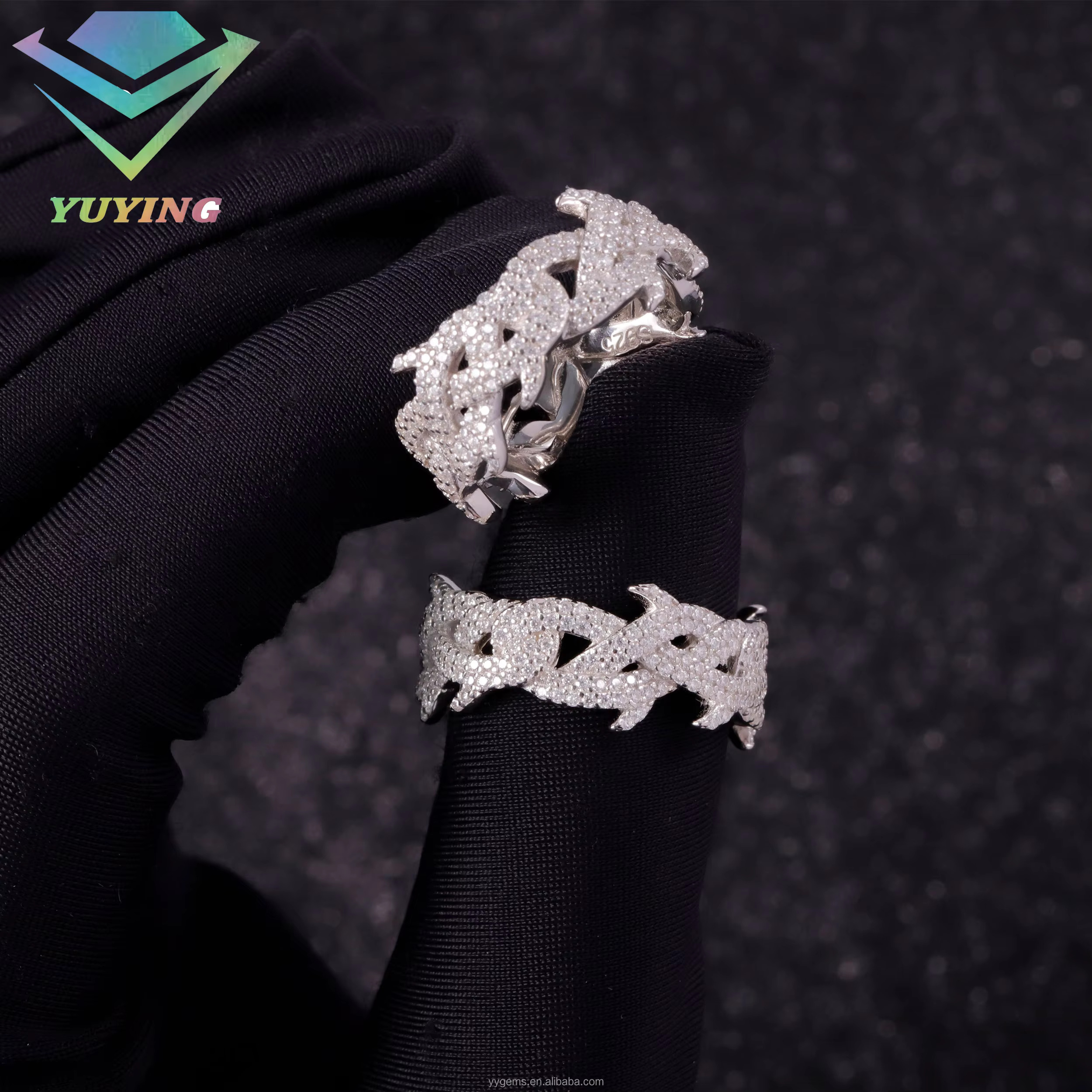 Fashion Design Mossanite Fine Jewelry Sterg Sier Hip Hop for Men Women VVS Moissanite Dia Cuban Ring