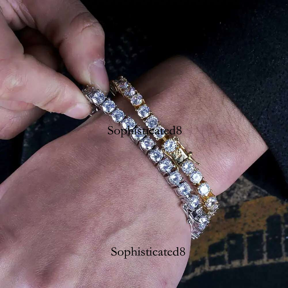 Drop Shipping Hip Hop Bg CZ Cubic Zirconia Iced Out For Women 3/4/5/6mm Width 1Row Tennis Bracelet