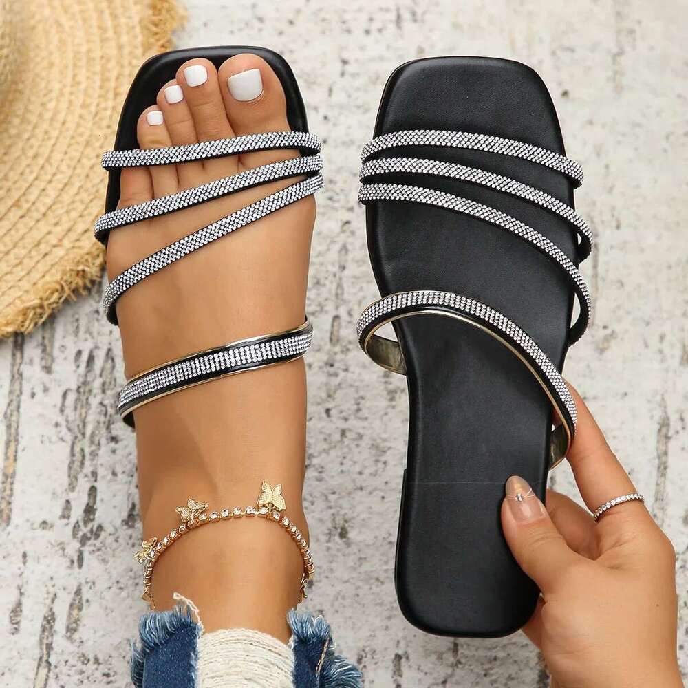 Sandal Summer Square Head Rhies Fashion Women's One e Platform Slippers Beach Shoes