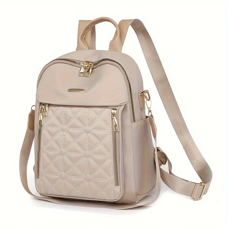 Ship from US Fashion Versatile Backpack Casual Double Zipper Large Capacity Travel With Multiple Compartments Womens Outdoor Comm 250304FBB