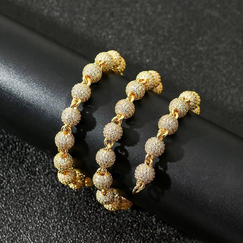 Pass Dia Tester Hip Hop Sterg Sier GRA Paved Iced Out 10mm VVS Moissanite Cuban Ball Beads k Chain for Men