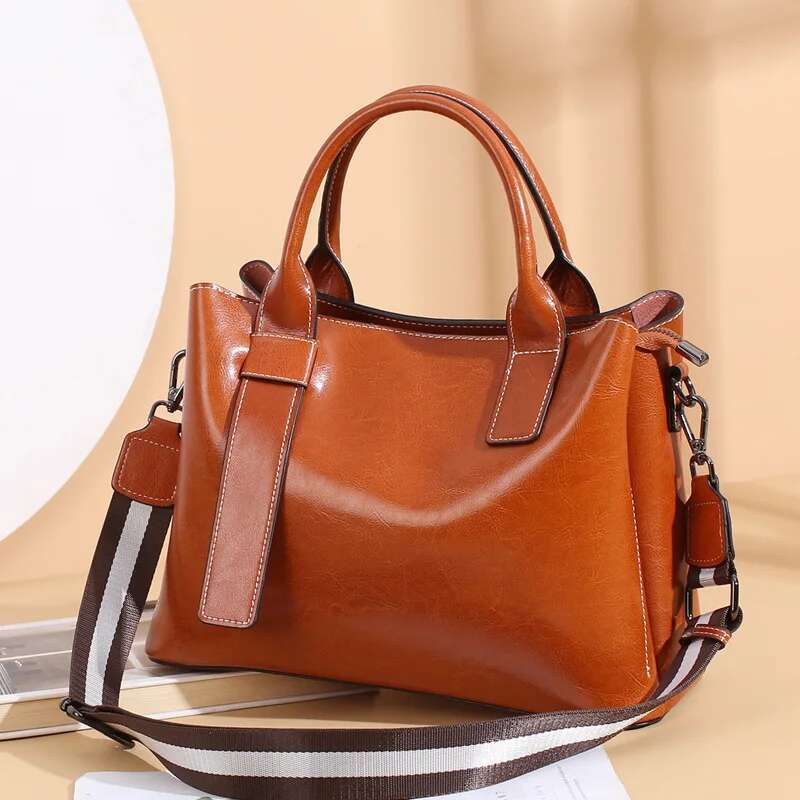 Cowhide Women's Tote Bag 2024 New Large Capacity Genuine Leather Women Shoulder Crossbody Bags Fashion Female Handbag 6002