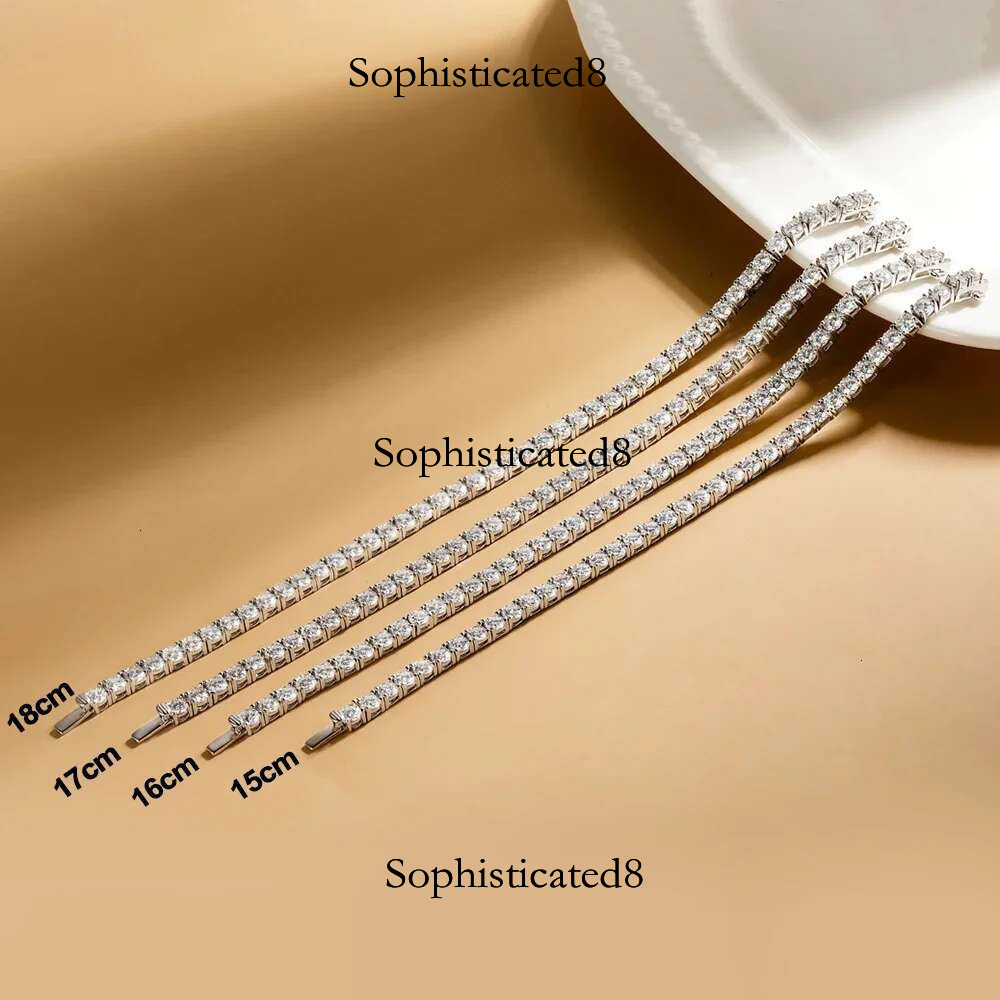 3.5mm Moissanite Tennis Bracelet for Women Man Sterg Sier Plated White Gold Hidden Lock Sparkg Wedding Party Jewelry