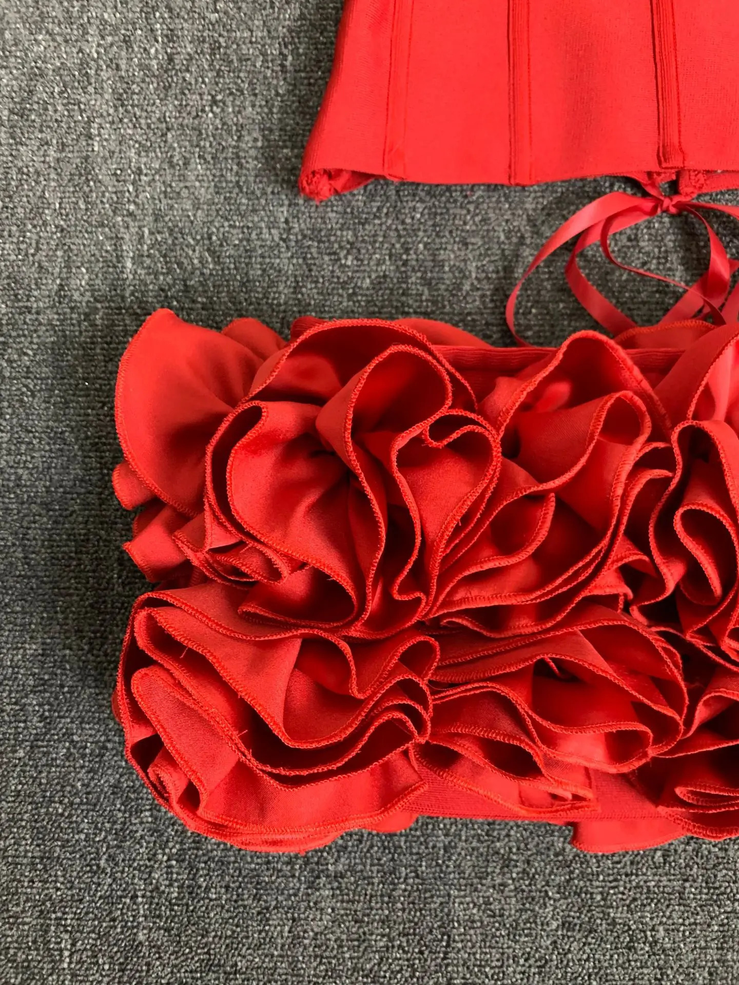 Womens Red Bodycon Mini Bandage Outfits Club Party Strapless Laced Up Back Tops And Short Skirts Two Piece Sets Nightwears 250303