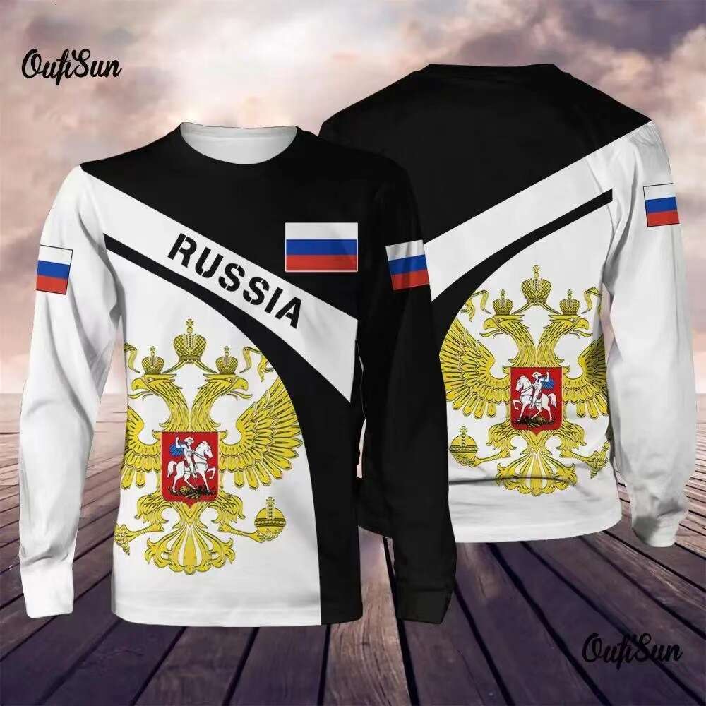 2025 New Autumn/Winter Long sleeved T-shirt Men's Street Russian Military Top