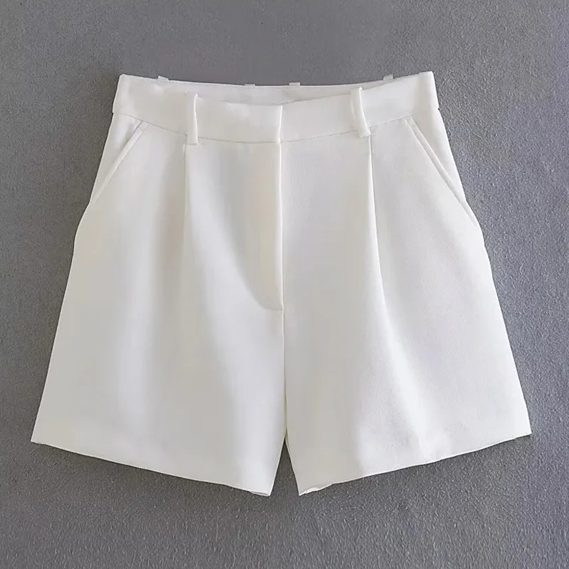 TRAF Female Shorts Black Pink Shorts Woman Summer Pleated Baggy White Shorts For Women Casual High Waist Short Pants 250303