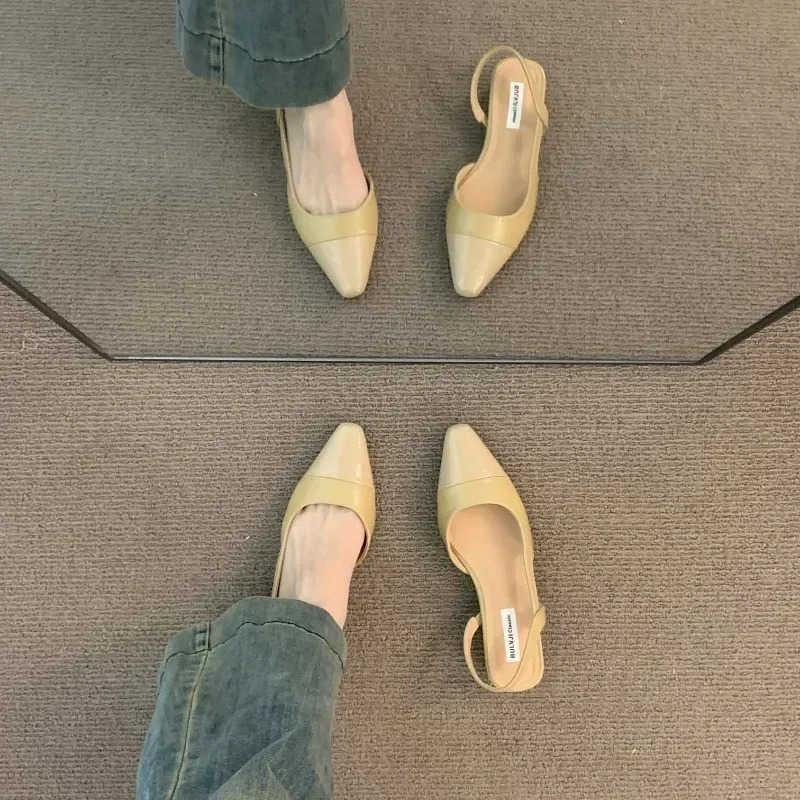 New 2025 summer ladies open heel fiable elegant ladies outdoor low heel wen beach dress wen Korean sandals large size Z250304