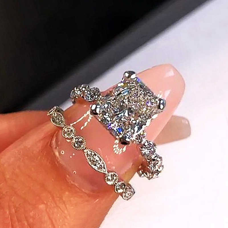 Couple Rings New Fashion High end Full Diamond Zircon Ring Two piece Jewelry Set r7099 H25303