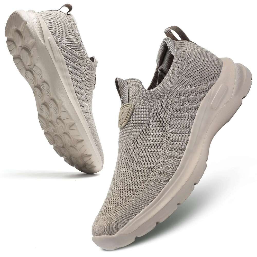Mens Walking Lightweight Breathe Casual Mesh Running Shoes Slip On Fashion Tennis Sneakers Comfort Gym Workout Trainers