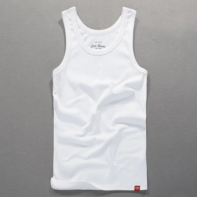 White vest top-level gym accessories mens summer casual solid sleeveless vest mens pure cotton sportswear jogging vest 250303
