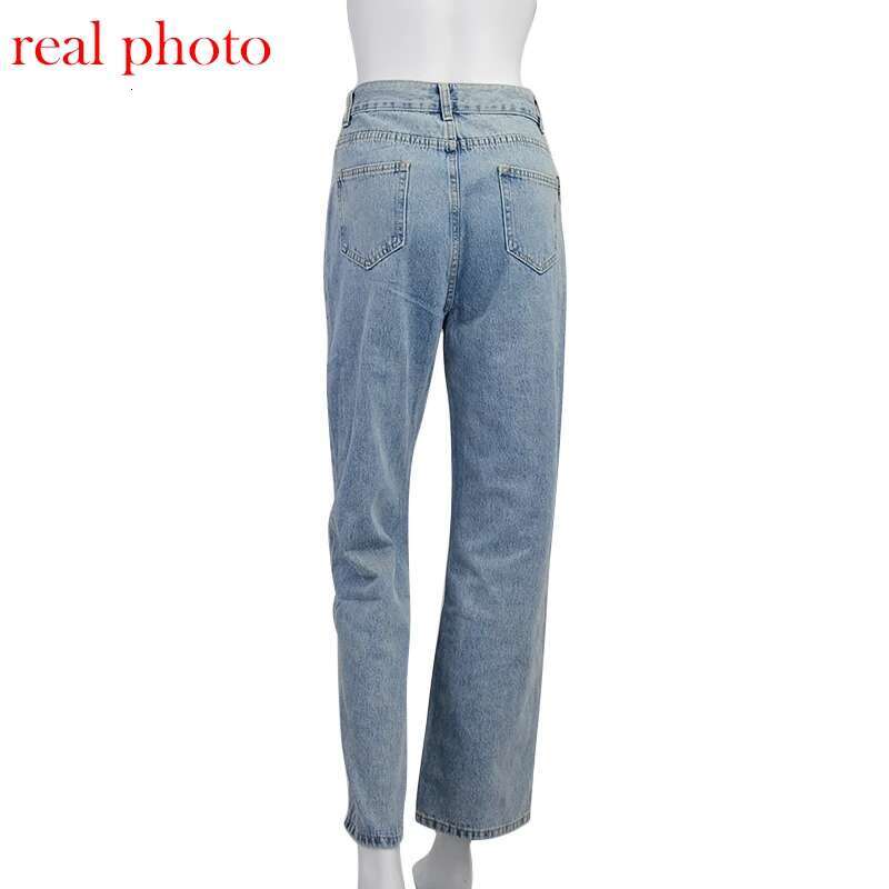 Cryptographic Casual Fashion Straight Denim High Waist Women Pants Fall Winter 2024 Haruku Boyfriend Jeans Loose Bottom