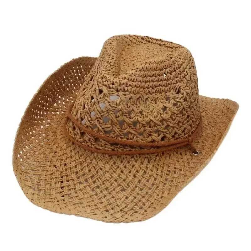 Vintage Western Cowboy Sun Hats Men Women Str-Hat Outdoor Travel Ethnic Style Gift UV Protection C Cheau Beach CsXJ250304
