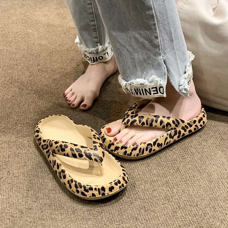 Plaid 2025 Women Thong Flip ps Summer Thick Platform Slides Ladies Non Slip Clip Toe Slippers Soft Casual Outdoor Beach Shoes