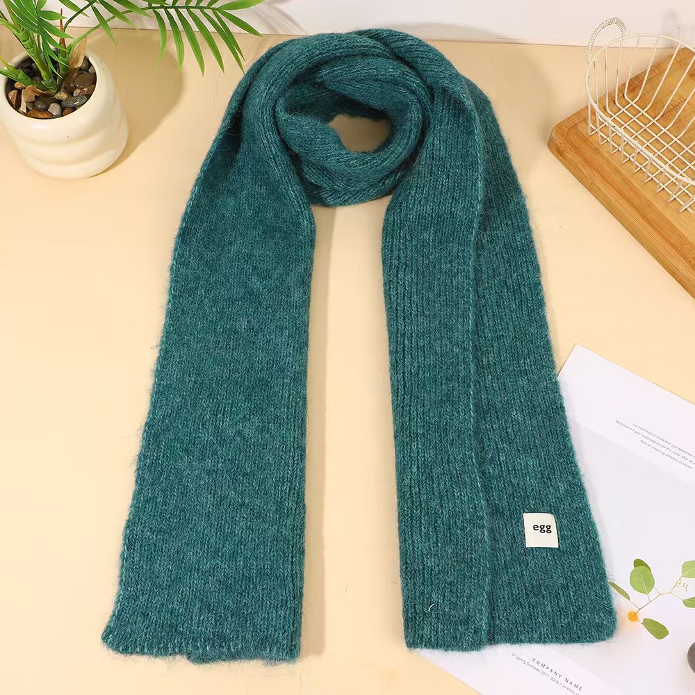 T222 new pure color woolen velvet scarf autumn and winter warm thick neck high-grade temperament knitted versatile scarf