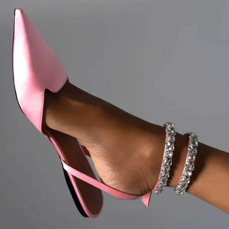 Wens Luxury Pointed Toe Flat Sandals 2025 Summer New Fi Solid Slippers Sexy Party Wedding Shoes for Wen Zapatos Mujer Z250304