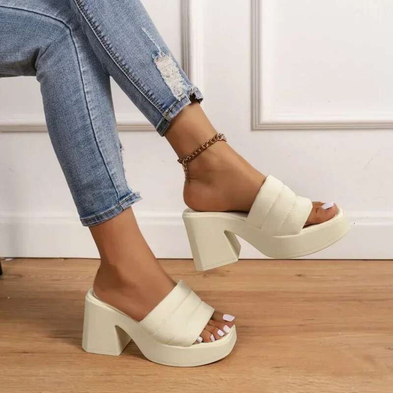 Heels Summer High Slippers Women Chunky Sandals Design New Casual Shoes Platform Sgback Flip ps atos Femme Pumps