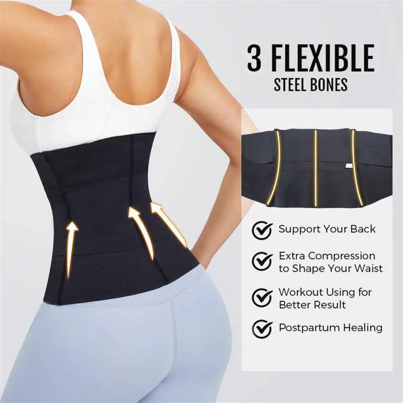 MiiOW Waist Trainer Corset Women Binders Shapers Tummy Wrap Body Shapewear Slimming Belt Flat Belly Workout Postpartum GirdleXJ250304