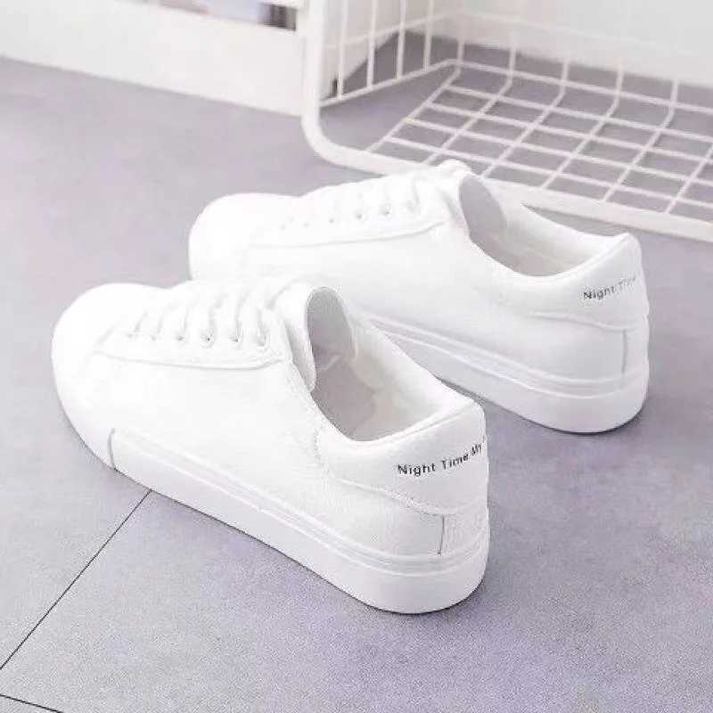 2024 New Women Sneakers Fashion Breathble Vulcanized Shoes Pu Leather Platform Shoes White Lace Up Casual Shoes Zapatos MujerC250304