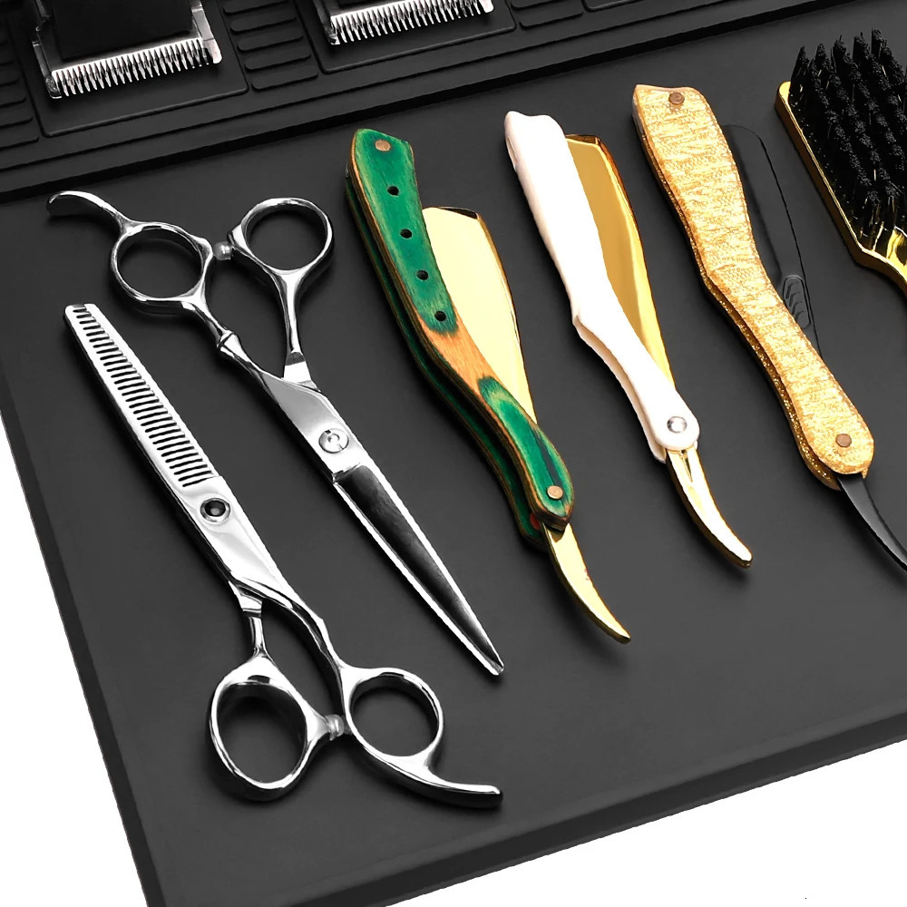 3/6 Grid Magnetic Hairdressing Tools Storage Mat Soft Rubber Antiskid Waterproof Tray Bar Service Mat Barber Tools Accessories 250304