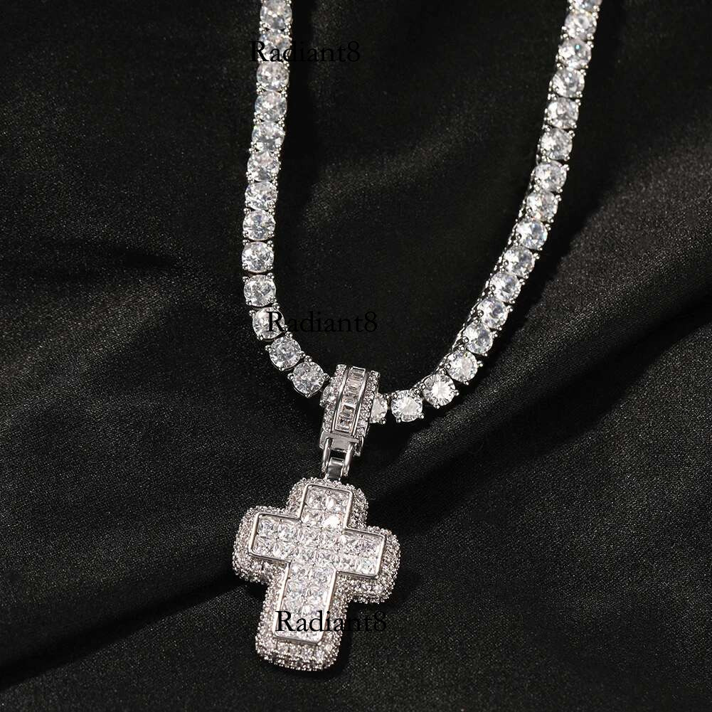 UWIN Pendant Full Iced Out Necklaces for Women Men Cubic Zircon Cross Charms Baguettecz Hip Hop Accessories Jewelry