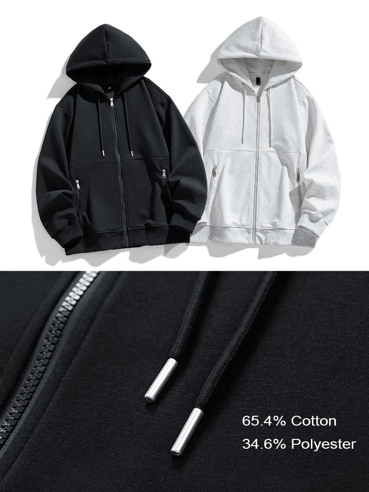 Mens Full ZipUp Hoodies Sportswear Basic Hooded Cardigan Sweatshirts Classic Casual Loose Cotton Hoody Tops Plus Size 8XL 250304