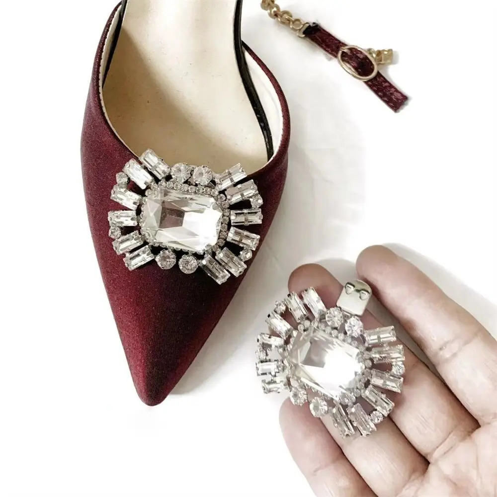 1PC Removable Lady Shoe Clips Wedding Bride Shoes Decoration Women High Heel Charms Jewelry Rhinestones Crystal Shoes Decoration 250218