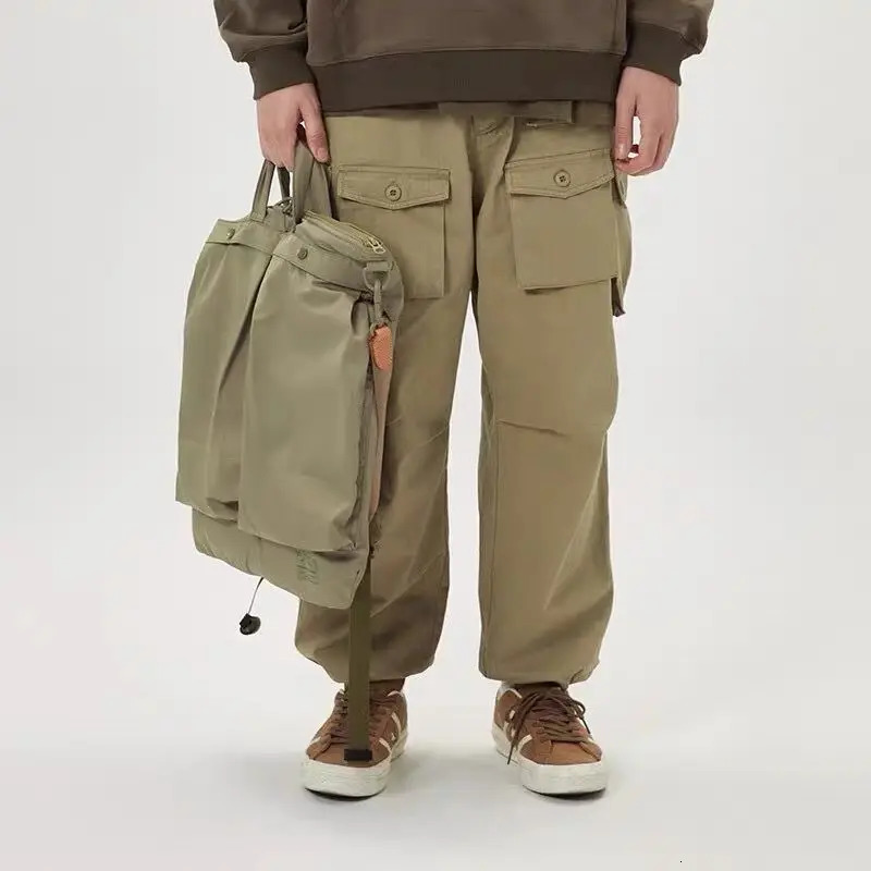 Ship from US SS Japanese Style Classic Men Crossbody Bag Oversized Fanny Pack Waterproof Nylon Cloth Single Shoulder Sling Bags 250304FBB