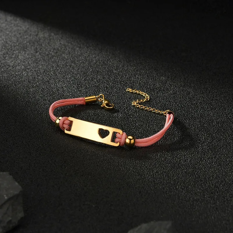 Lateefah Color Rope Childrens Curved Card Engraved Bracelet DIY Personalized Bracelet 250304