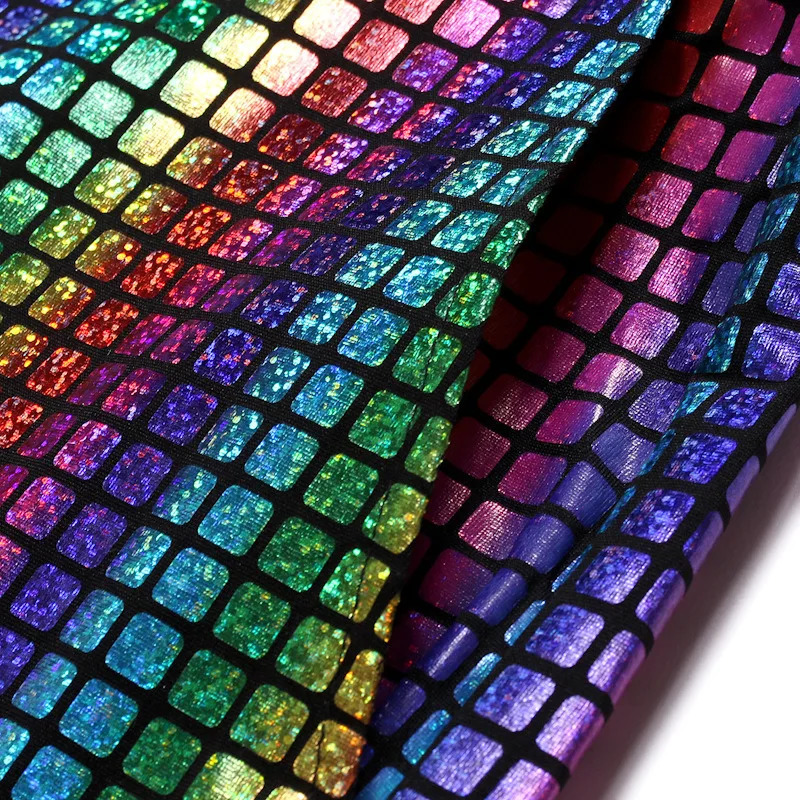 Summer Men Rainbow Plaid Suit 2 Piece Gold Silver Fashion Male Dance Party Performance Blazer Jacket and Pants 250303
