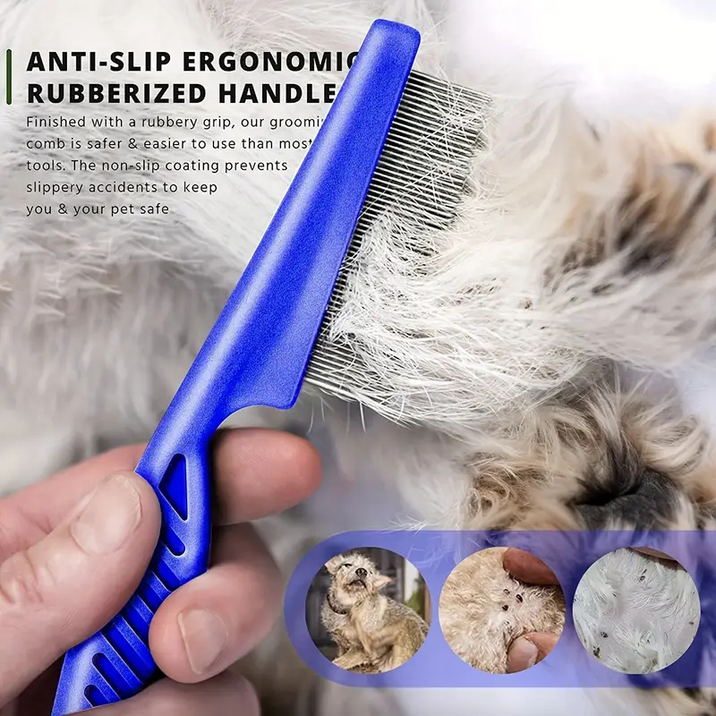 6PCS Flea Lice Cat Dog Metal Deshedding Removal Tear Stain Brush Pet Grooming Comb Kit Tool
