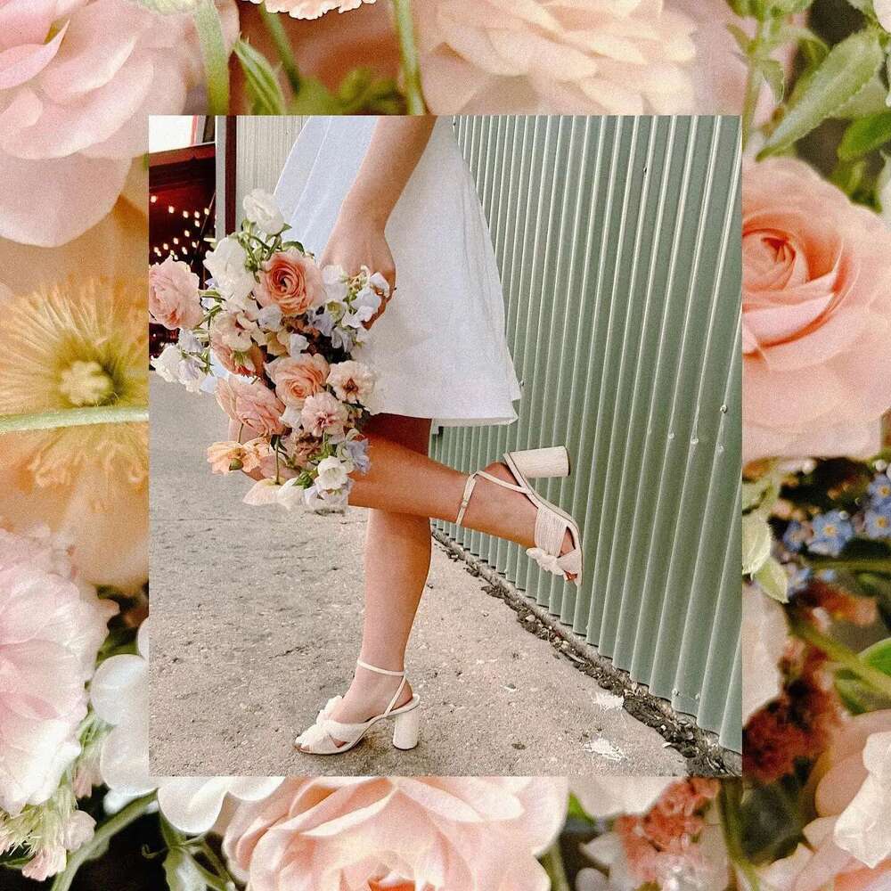Sandals Ankle Strap For Women Bow Knot Open Toe Wedding Shoes Hot Sale 2025 Summer Brand New Chunky Heel Elegant Comfy