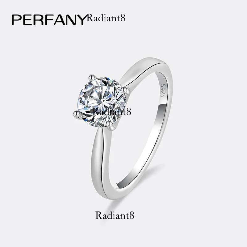 PERFANY 0.5/1/2CT Moissanite Women's Engagement Ring S Pure Sier Classic Four Claw GRA Certified Dia Wedding Jewelry