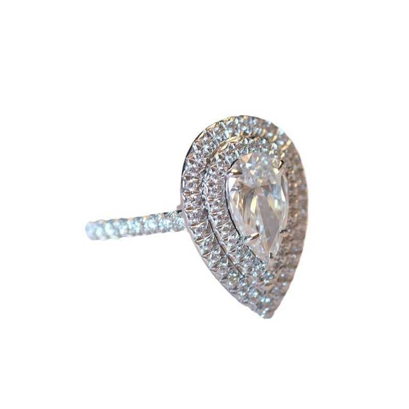Couple Rings New Water Drop Ring Sparkling Pear shaped Simulation Womens Diamond Ring Micro inlaid Zircon Proposal Ring F1254 H25303