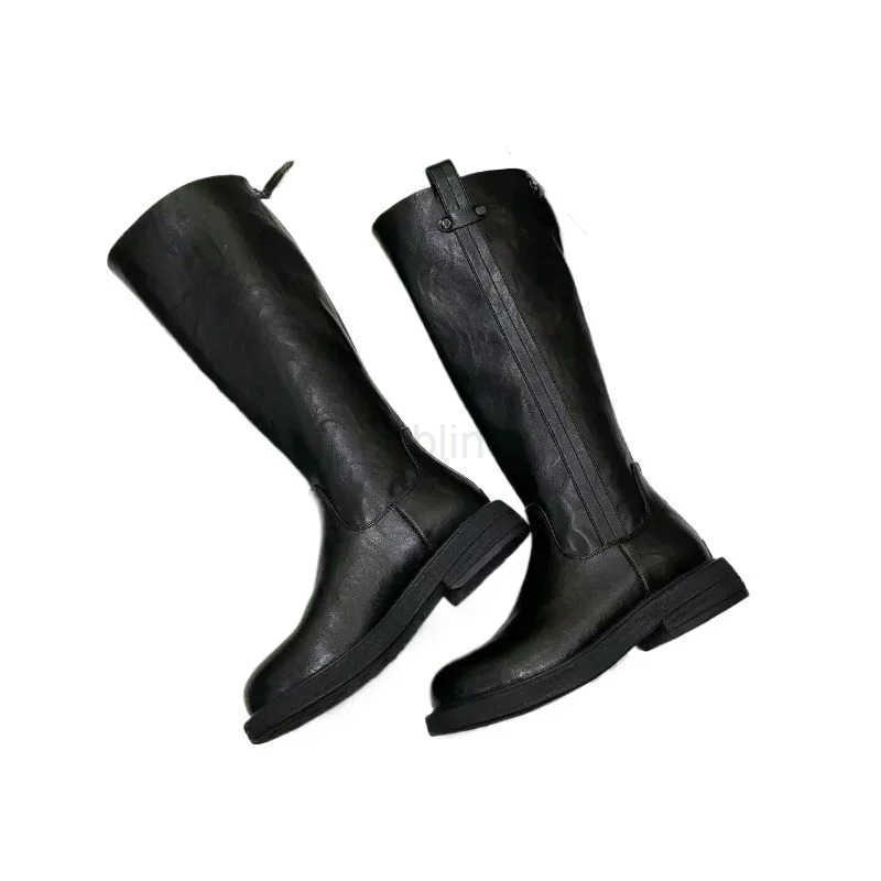 2024 Hot S Ladies Shoes Modern Wens Boots Classics Knee-High Boots Wen Sewing Round Toe Back Zip Low Heel Shoes Wen Z250304