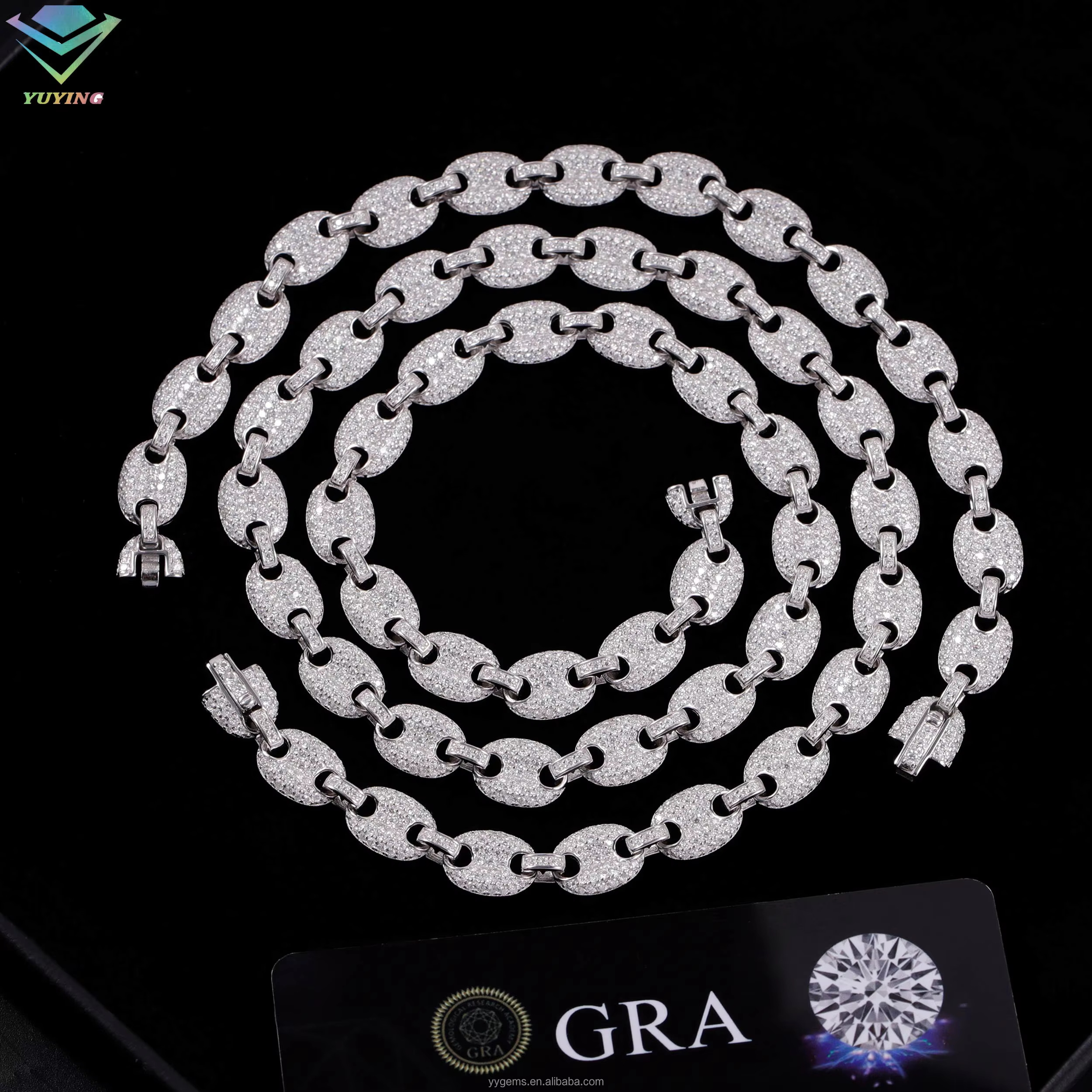 Fashion Mossanite Fine Jewelry 6mm 8mm Wide S Sier Dia Necklace VVS Moissanite Hiphop Cuban k Chain