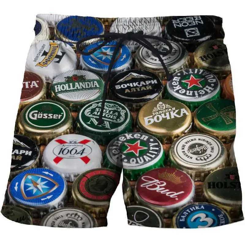 Beer Graphic Shorts Pants Casual Men 3D Printed Beach Summer Surf Swim Trunks Hawaii Vacation Swimsuit IceT250304