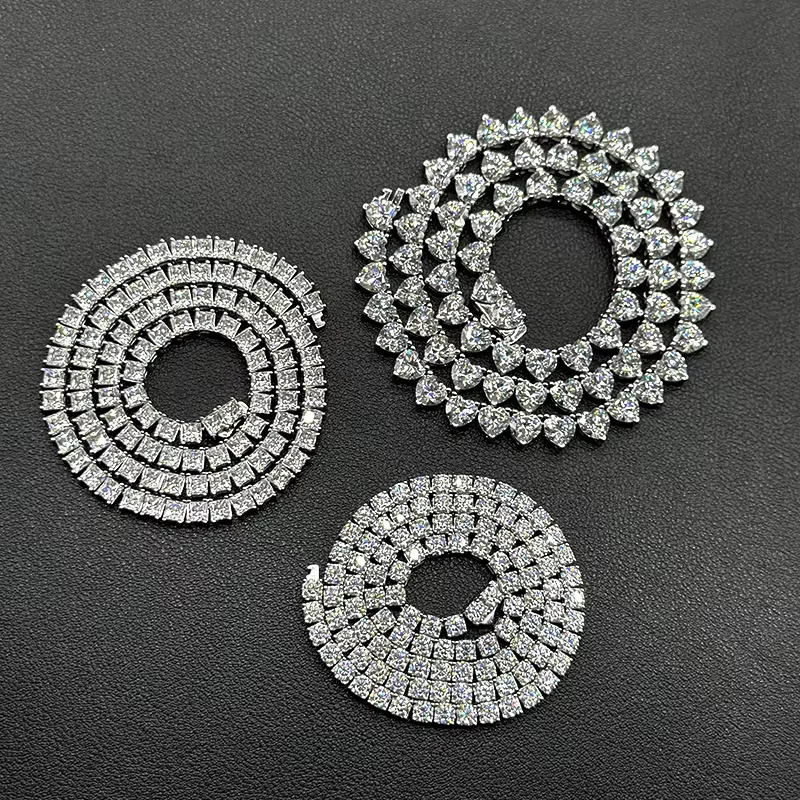 Hip Hop Jewelry Sterg Sier 2mm 3mm 4mm 5mm 6.5mm VVS Tennis Chain Moissanite Dia Necklace