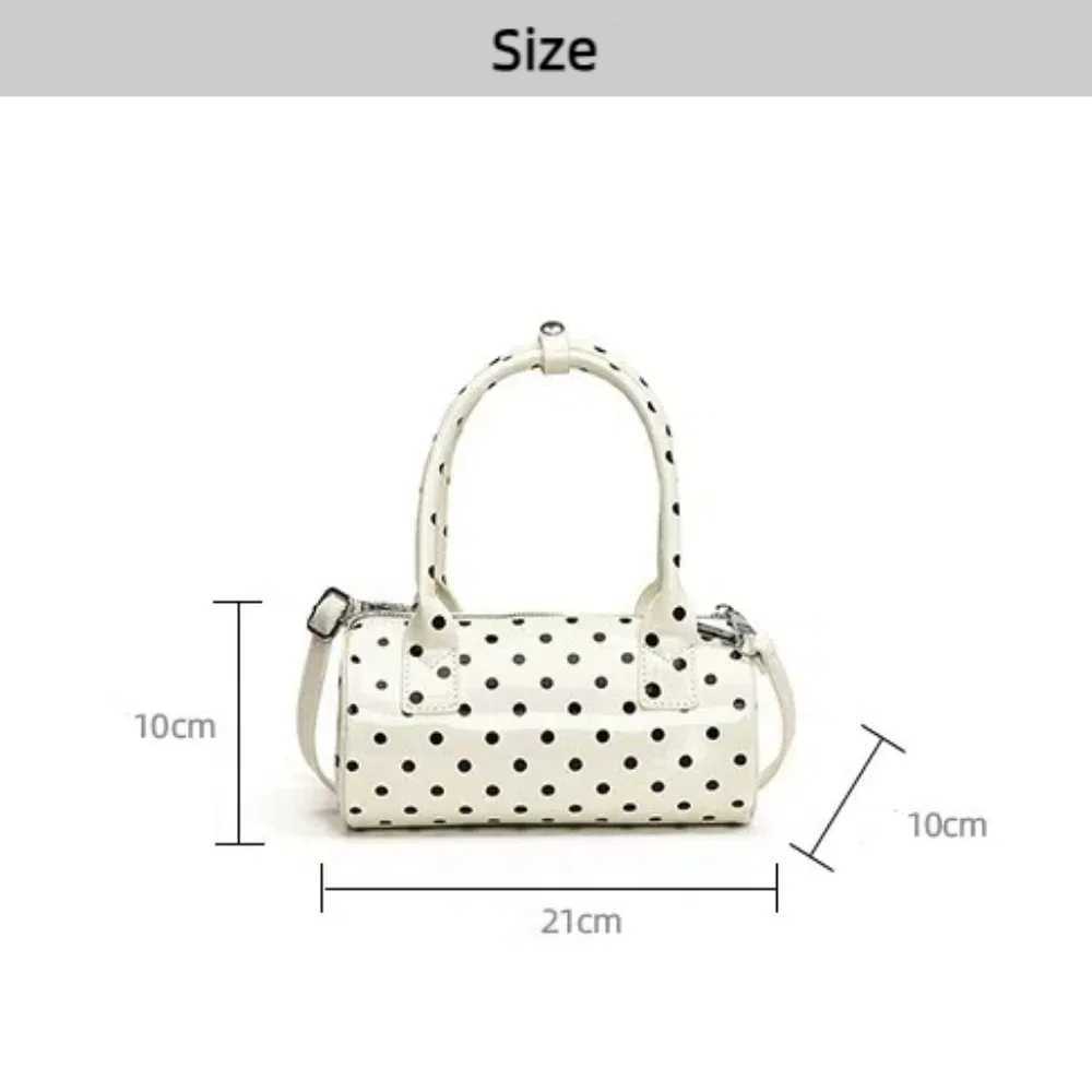 Shoulder Bag for Women Polka Dot Crossbody Bag PU Leather Barrel Shape Mini Top Handle Purse for Work Travel Y250303