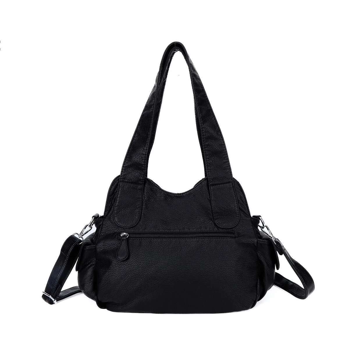 Angelkiss Fashion PU Shoulder Casual Black Hobo Handbag Satchel Large Vintage Women's Bag Cell Phone Pocket Purse