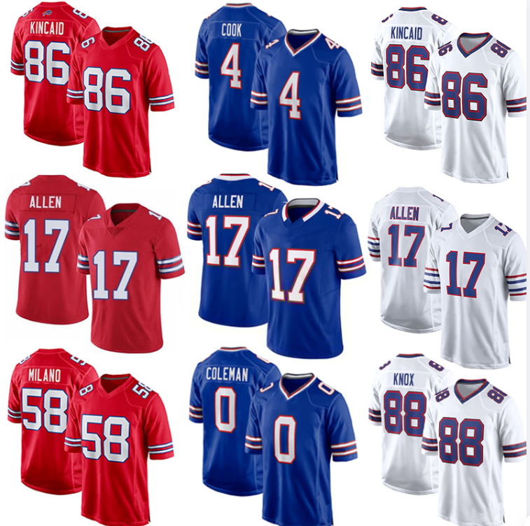 Josh Allen Bill Football Jerseys Keon Coleman Dalton Kincaid James Cook Dawson Knox Matt Milano Dalton Kincaid Amari Cooper Damar Hamlin Khalil Shakir Kids Jersey